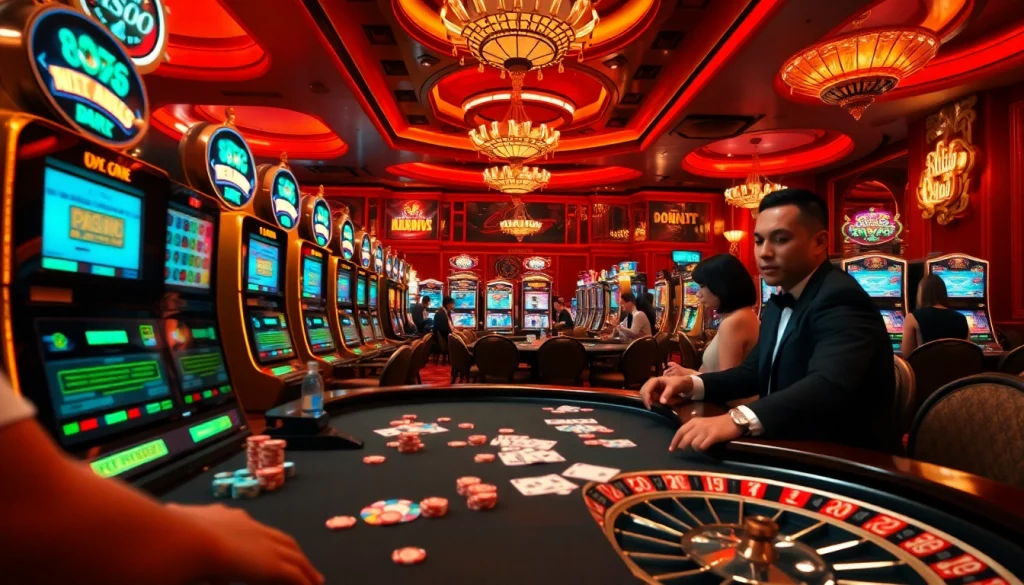 Experience thrilling casino action at https://88aavega.com/ with vibrant poker games and captivating slot machines amidst a luxurious setting.