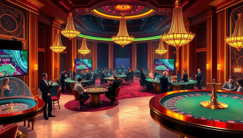 Place your bets at luxurious tables in a casino setting showcasing https://betvisa.charity/ amid high-stakes games.